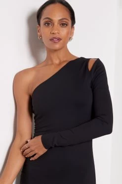 One Arm Slit Shoulder Dress -Fashion Clothing & Accessories 1022supd01030 5