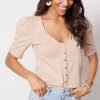 Peyton Femme Button Up -Fashion Clothing & Accessories 2245jjr taupe 1