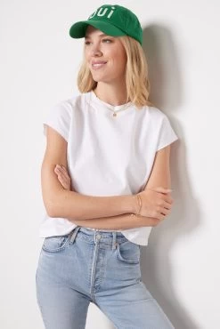 AGOLDE Bryce Cap Sleeve Tee -Fashion Clothing & Accessories a7207 1521 white 5