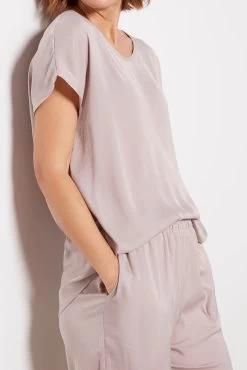 Washed Satin Tee Cropped Pant Set -Fashion Clothing & Accessories bdwes21241 ftr 3