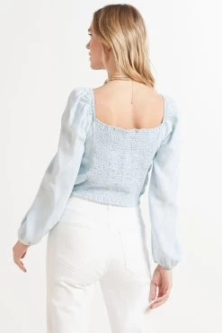 Smocked Square Neck Blouse -Fashion Clothing & Accessories c1120 549 923 4