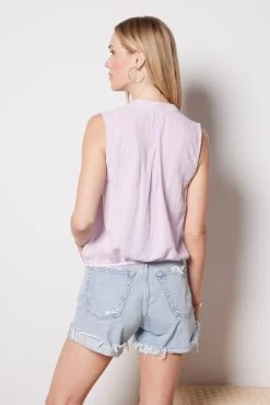 Textured Split Neck Top -Fashion Clothing & Accessories c1480 v44 302 4