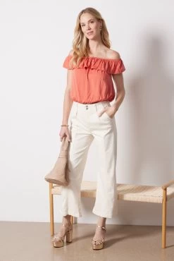 Satin Ruffle Top -Fashion Clothing & Accessories c1483 c01 302 3