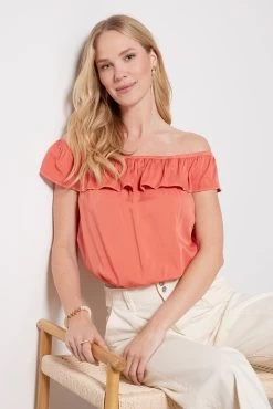 Satin Ruffle Top -Fashion Clothing & Accessories c1483 c01 302 5