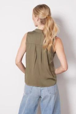 Satin Notch Collar Shirt -Fashion Clothing & Accessories c1486 c01 302 4