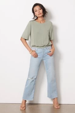 Satin Banded Tee -Fashion Clothing & Accessories c4956 c01 302 green 3