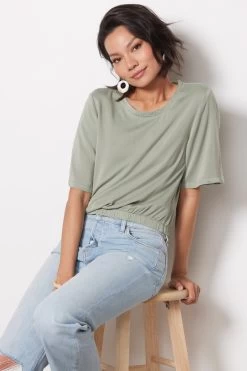 Satin Banded Tee -Fashion Clothing & Accessories c4956 c01 302 green 5