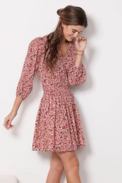 Ditsy Smocked Mini Dress