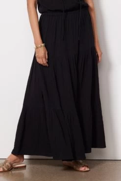 Double Gauze Tiered Maxi Skirt