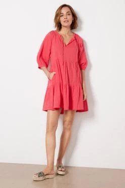 Mini Elbow Sleeve Tiered Dress