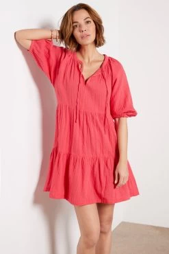 Mini Elbow Sleeve Tiered Dress -Fashion Clothing & Accessories ee23 l7j w95 3