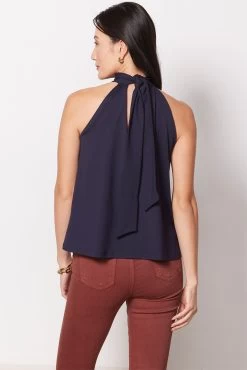 Tie Neck Flare Top -Fashion Clothing & Accessories f119ltst00434 4