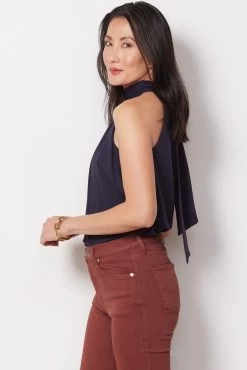 Tie Neck Flare Top -Fashion Clothing & Accessories f119ltst00434 5