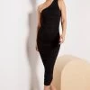 GOOD AMERICAN Ruched One Shoulder Midi Dress -Fashion Clothing & Accessories gdk0160 1