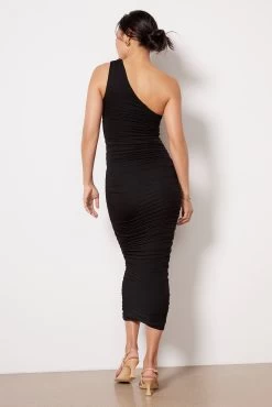 GOOD AMERICAN Ruched One Shoulder Midi Dress -Fashion Clothing & Accessories gdk0160 3