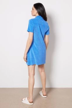 Terry Cloth Shirt Dress -Fashion Clothing & Accessories hd0578 4