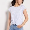 Mora Stripe Twist Front Tee -Fashion Clothing & Accessories kte116387 esl 2 1