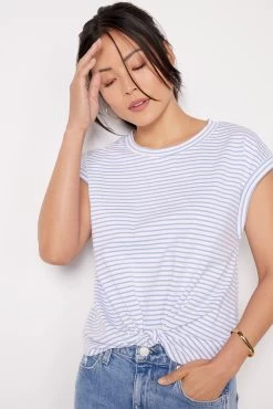 Mora Stripe Twist Front Tee 7 Mora Stripe Twist Front Tee -Fashion Clothing & Accessories kte116387 esl 2 2