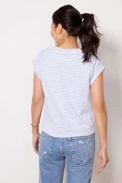 Mora Stripe Twist Front Tee 9 Mora Stripe Twist Front Tee -Fashion Clothing & Accessories kte116387 esl 2 4