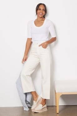 Calvin Rib Scoop Top -Fashion Clothing & Accessories ktp118113 e sl white 3 1