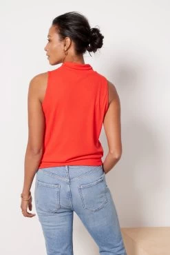 Naomie Gathered Rib Top -Fashion Clothing & Accessories ktp118557 e sl red 4