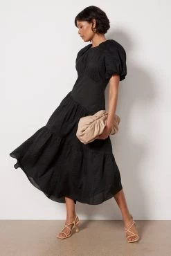 FRAME Gathered Seam Puff Sleeve Dress