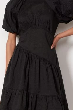 FRAME Gathered Seam Puff Sleeve Dress -Fashion Clothing & Accessories lwwd0688 4