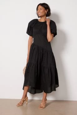 FRAME Gathered Seam Puff Sleeve Dress -Fashion Clothing & Accessories lwwd0688 5