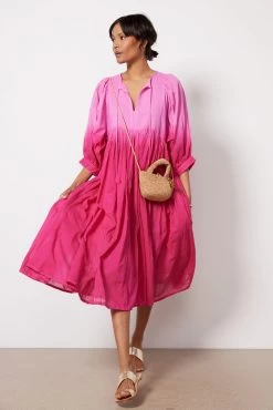 Blouson Sleeve Midi Dress