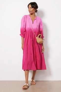 Blouson Sleeve Midi Dress -Fashion Clothing & Accessories su23 20 s43d7 3