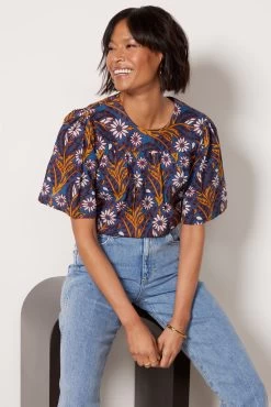 Bella Floral Top -Fashion Clothing & Accessories tl1114a dra 4