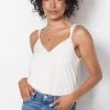 Kyle V Neck Cami -Fashion Clothing & Accessories wcm116448 e sl ivory 1